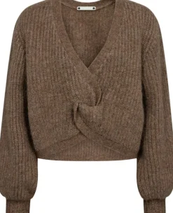 Co'Couture Cozy Lurex Twist Strik Walnut