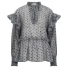 Co'Couture Katinka Dot V-Frill Bluse Light Grey