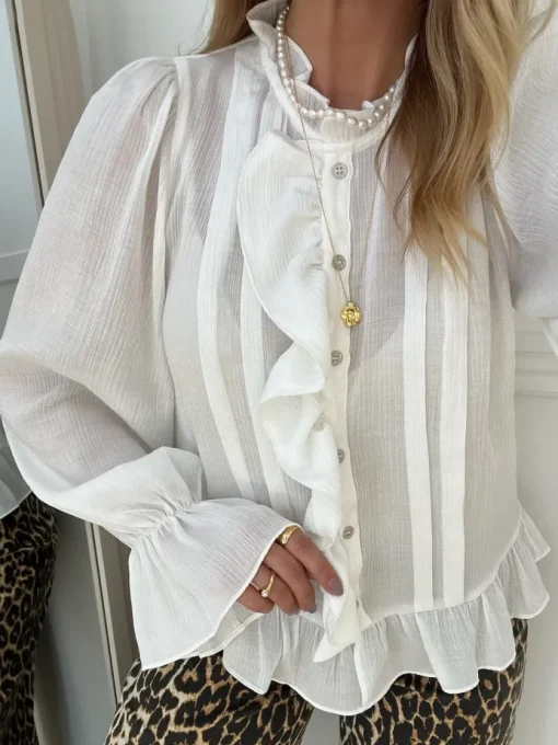 Co'Couture Melina Frill Skjorte White