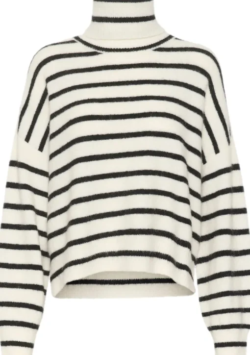 Gestuz Alpha Rollneck Striped Strik Ivory Black Striped NO25