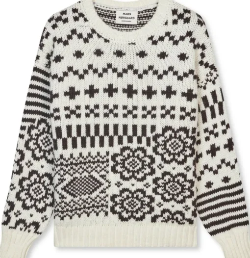 Mads Nørgaard Crash Lefur Sweater White/Black Coffee