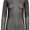 Mos Mosh Loretta Velvet Mesh Bluse Black
