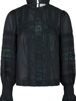 Neo Noir Ebba S Voile Bluse Navy
