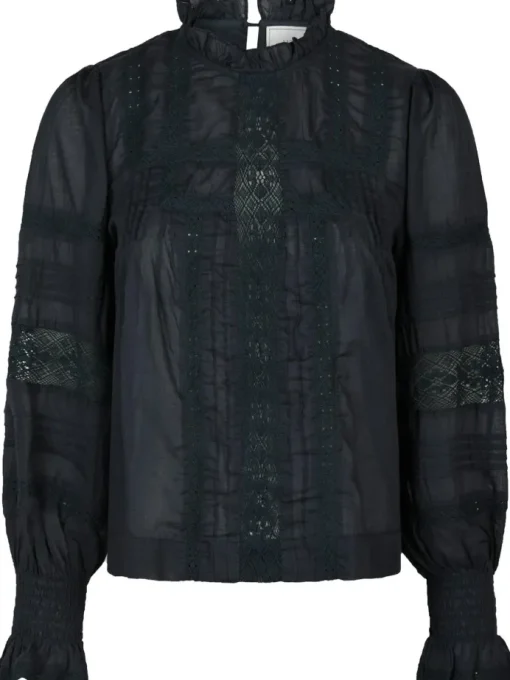 Neo Noir Ebba S Voile Bluse Navy