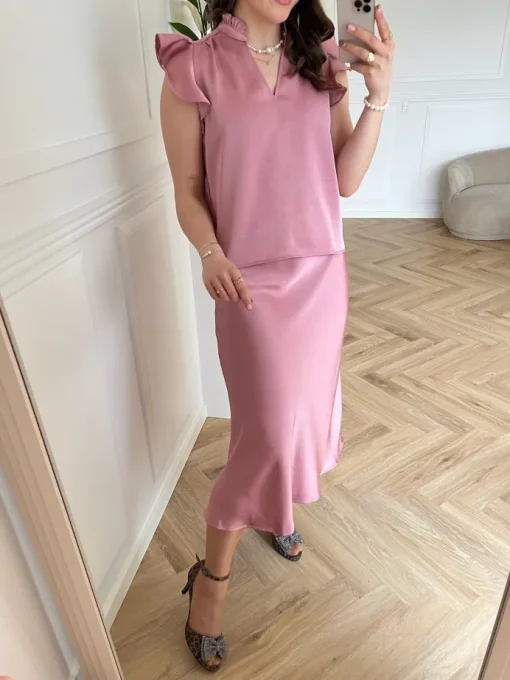 Neo Noir Stella Heavy Sateen Bluse Evening Rose (Forudbestilling lev. april)