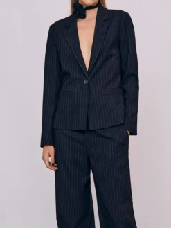 Object Lisa LS Button Blazer Black/Grey NOA24