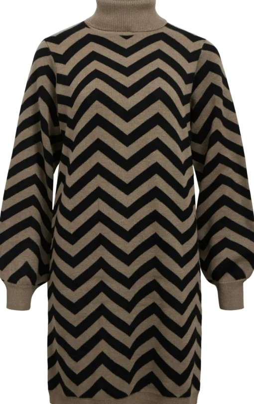 Object Ray LS Knit Rollneck Kjole Morel/Black