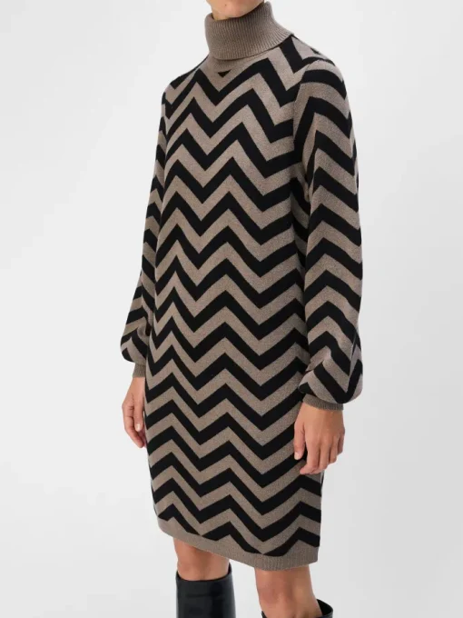 Object Ray LS Knit Rollneck Kjole Morel/Black