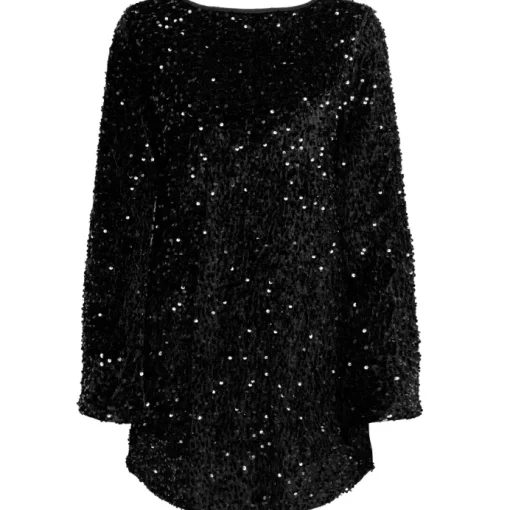 Only Anika Sequins LS Bow Kjole Black Bow