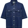 Only Belle SS Denim Skjorte Dark Blue Denim NOS25