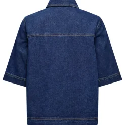 Only Belle SS Denim Skjorte Dark Blue Denim NOS25