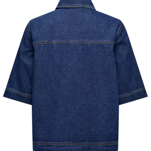 Only Belle SS Denim Skjorte Dark Blue Denim NOS25