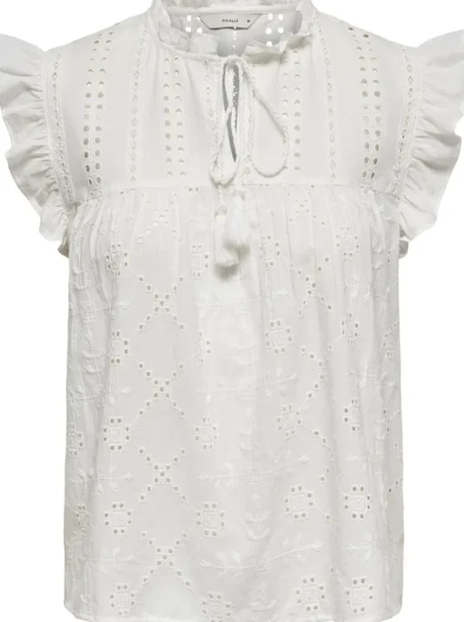 Only Reva Life S/L Embroiderie Top Cloud Dancer NOS25