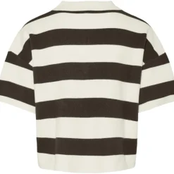Pieces Jassy SS Short Polo Strik Delicioso Stripes/Coconut Milk