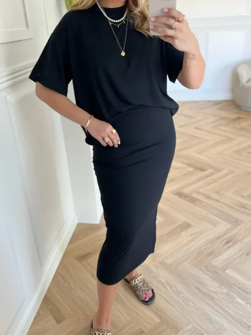 Pieces Kylie Midi Nederdel Black