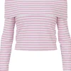 Pieces Laya LS Off shoulder Top Bright White/Pirouette