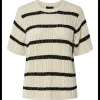 Pieces Nuka SS O-Neck Strik Birch Stripes/Black NOS25