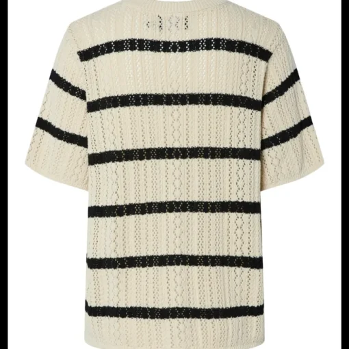 Pieces Nuka SS O-Neck Strik Birch Stripes/Black NOS25