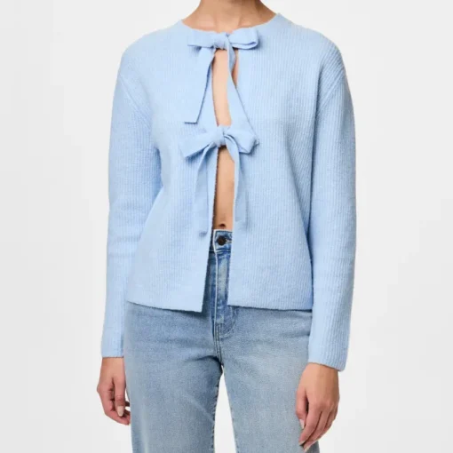 Pieces Silly LS Tie Knit Cardigan Cashmere Blue NOS25