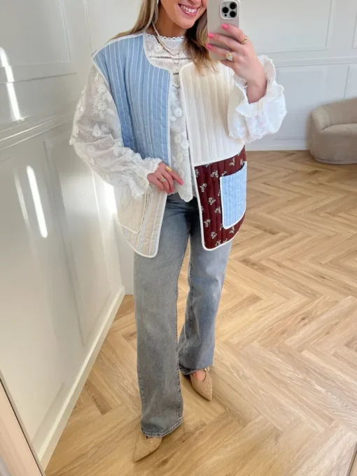 Stories From The Atelier Spring Love Vest White/Blue/Brown