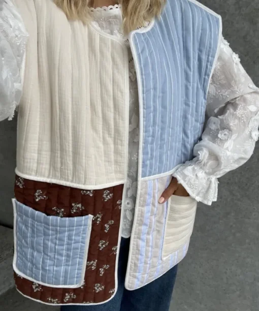 Stories From The Atelier Spring Love Vest White/Blue/Brown